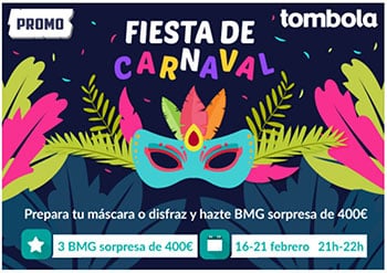 Noticia de tombola.es – 5€ gratis para todos y más Promos de Febrero